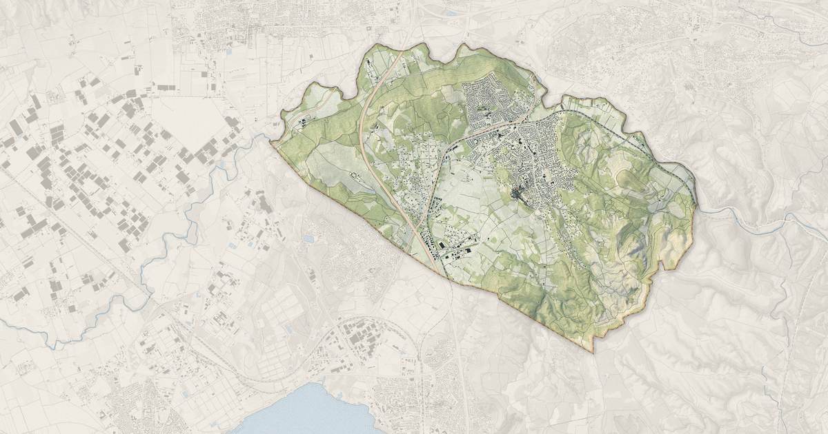 Portrait cartographique de Velaux : relief, eau, forêts, bâti et voies, calculés à partir des données de l'IGN