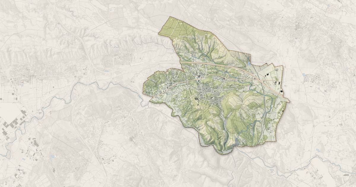 Portrait cartographique de Ventabren : relief, eau, forêts, bâti et voies, calculés à partir des données de l'IGN