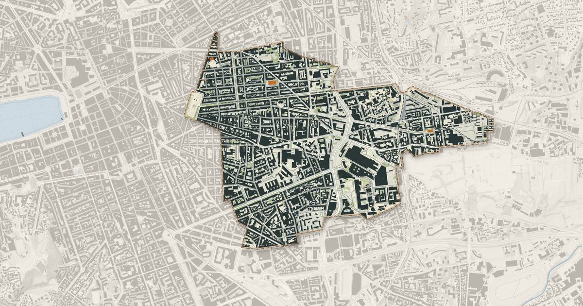 Portrait cartographique de Marseille 5e Arrondissement : relief, eau, forêts, bâti et voies, calculés à partir des données de l'IGN
