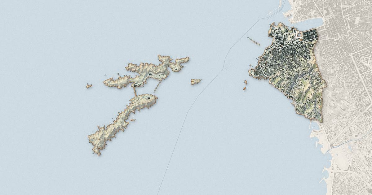 Portrait cartographique de Marseille 7e Arrondissement : relief, eau, forêts, bâti et voies, calculés à partir des données de l'IGN