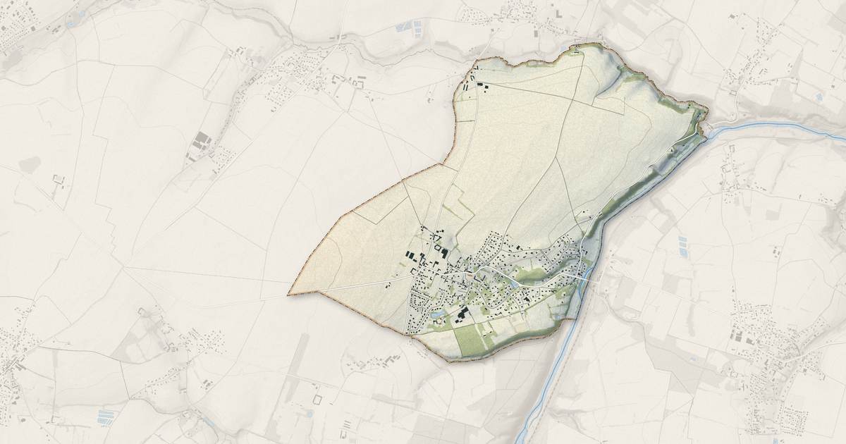 Portrait cartographique de Amayé-sur-Orne : relief, eau, forêts, bâti et voies, calculés à partir des données de l'IGN
