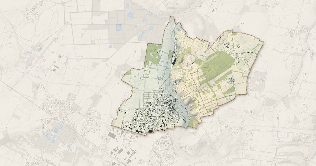 Portrait cartographique de Argences : relief, eau, forêts, bâti et voies, calculés à partir des données de l'IGN