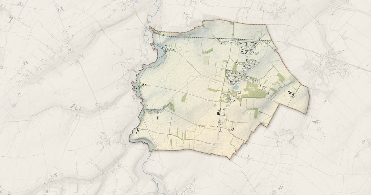 Portrait cartographique de Audrieu : relief, eau, forêts, bâti et voies, calculés à partir des données de l'IGN