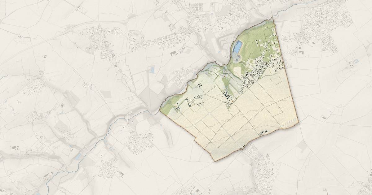 Portrait cartographique de Baron-sur-Odon : relief, eau, forêts, bâti et voies, calculés à partir des données de l'IGN