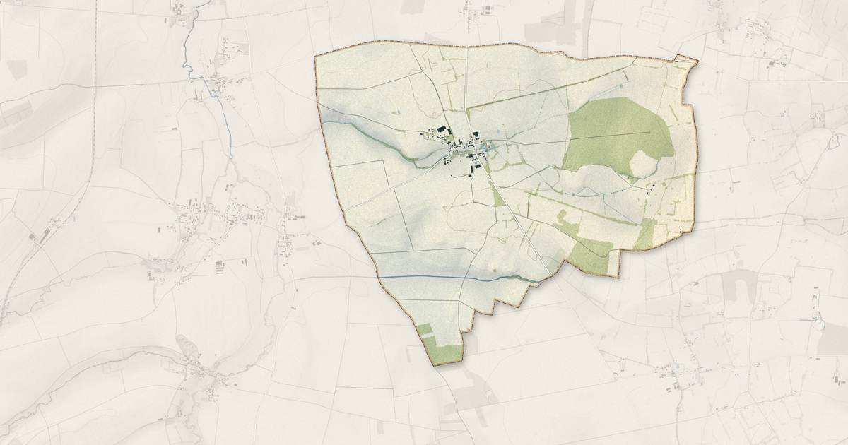 Portrait cartographique de Barou-en-Auge : relief, eau, forêts, bâti et voies, calculés à partir des données de l'IGN