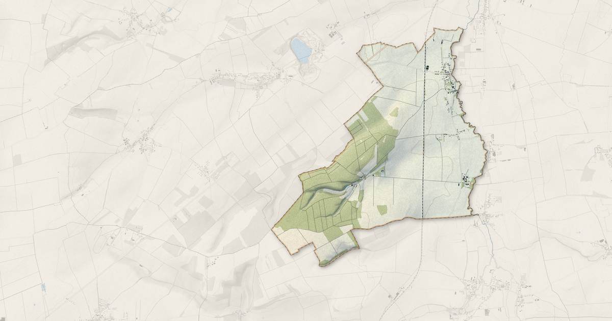 Portrait cartographique de Bernières-d'Ailly : relief, eau, forêts, bâti et voies, calculés à partir des données de l'IGN
