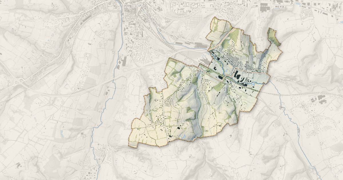 Portrait cartographique de Beuvillers : relief, eau, forêts, bâti et voies, calculés à partir des données de l'IGN
