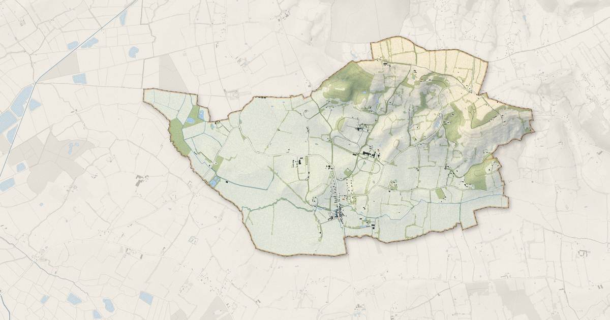 Portrait cartographique de Beuvron-en-Auge : relief, eau, forêts, bâti et voies, calculés à partir des données de l'IGN