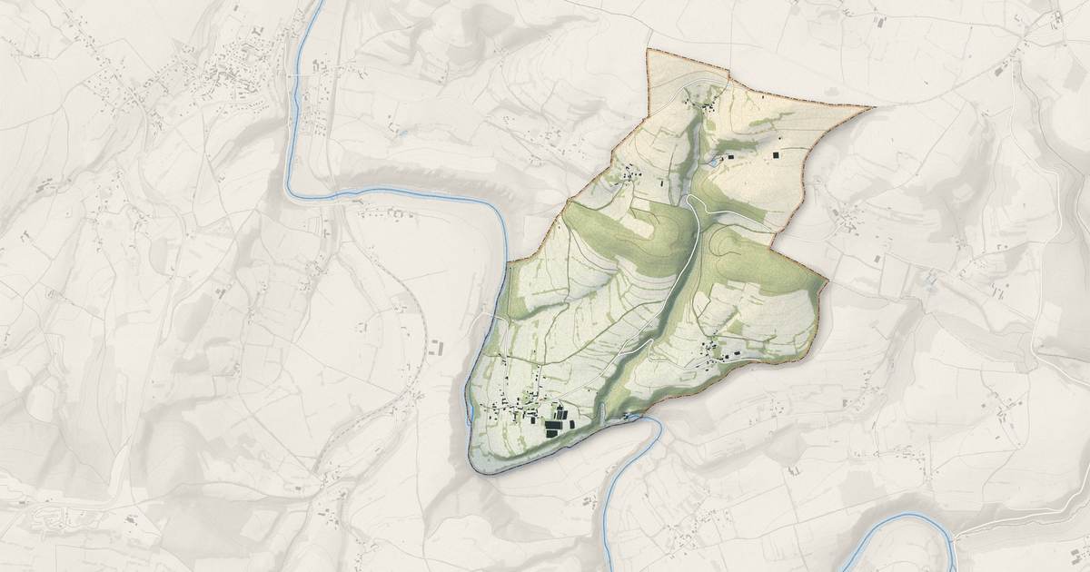 Portrait cartographique de Le Bô : relief, eau, forêts, bâti et voies, calculés à partir des données de l'IGN