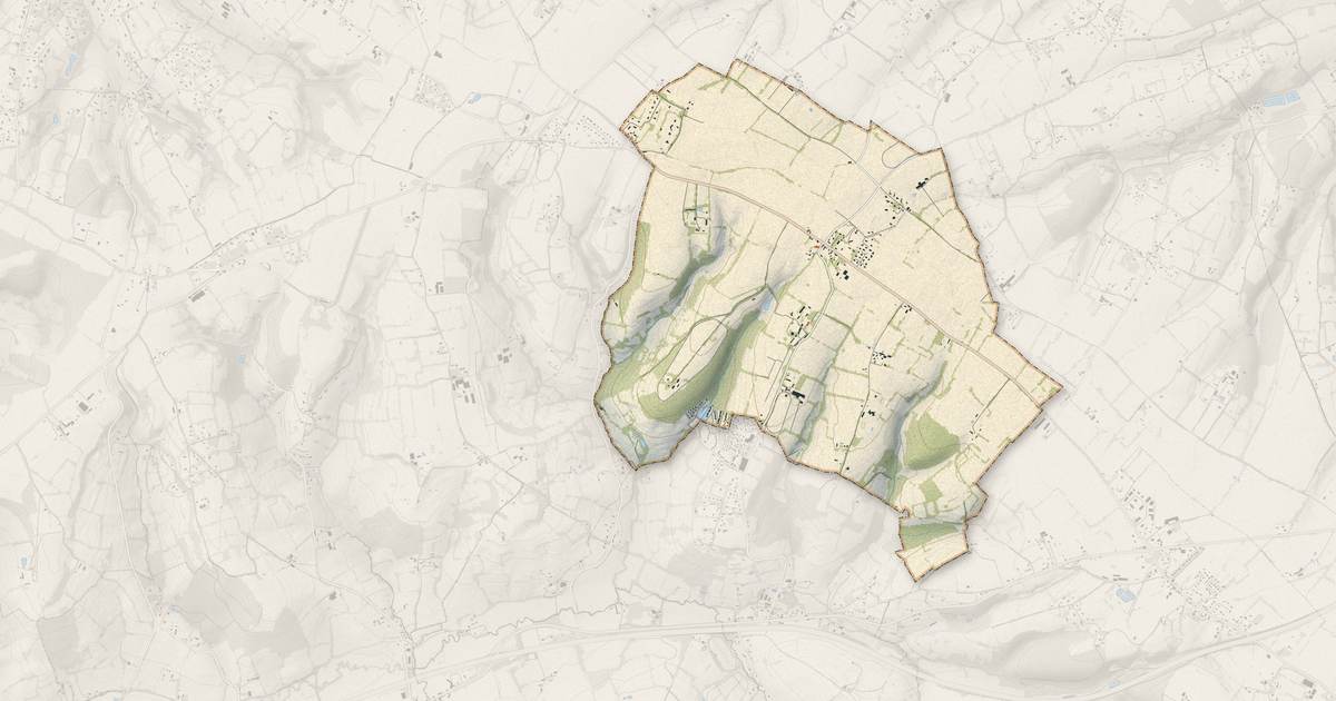 Portrait cartographique de Branville : relief, eau, forêts, bâti et voies, calculés à partir des données de l'IGN