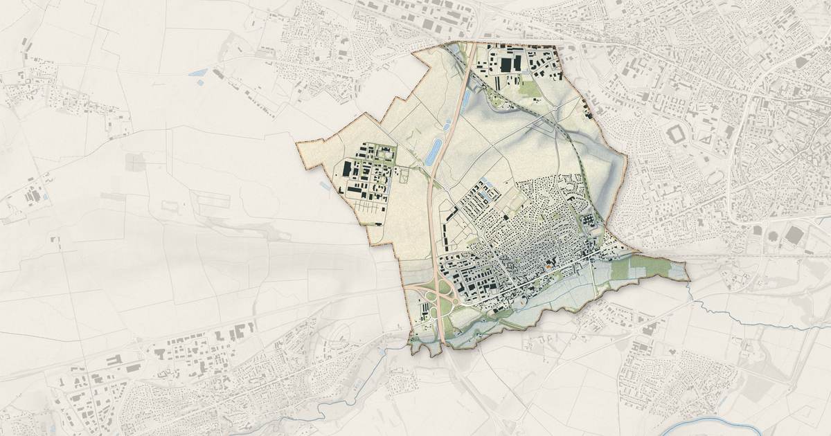Portrait cartographique de Bretteville-sur-Odon : relief, eau, forêts, bâti et voies, calculés à partir des données de l'IGN
