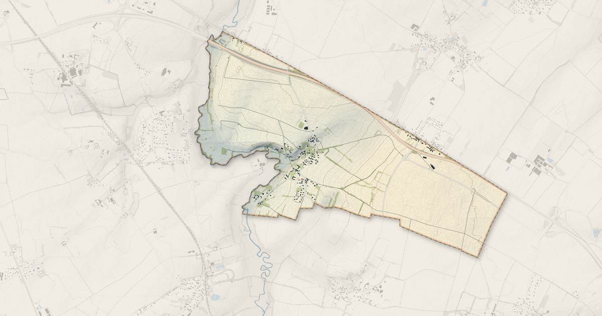 Portrait cartographique de Carcagny : relief, eau, forêts, bâti et voies, calculés à partir des données de l'IGN
