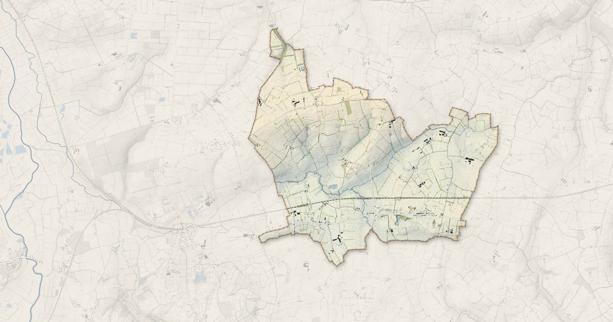 Portrait cartographique de Cartigny-l'Épinay : relief, eau, forêts, bâti et voies, calculés à partir des données de l'IGN