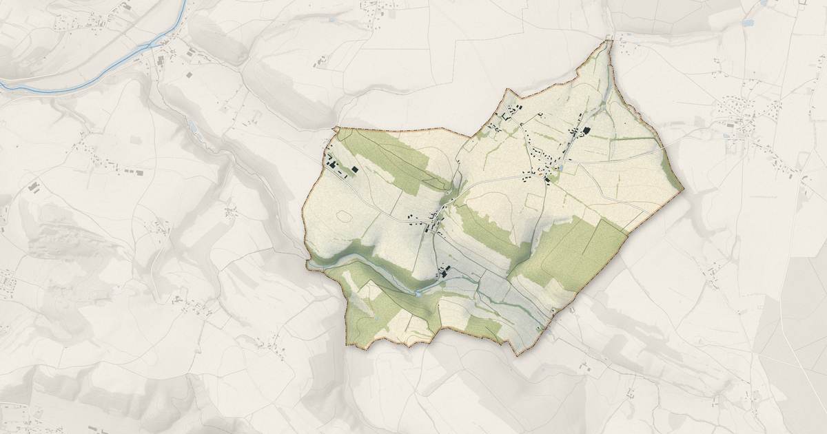 Portrait cartographique de Combray : relief, eau, forêts, bâti et voies, calculés à partir des données de l'IGN