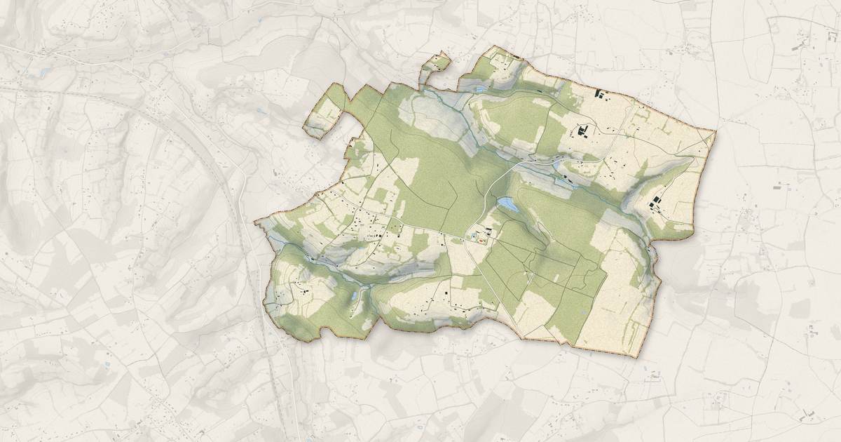 Portrait cartographique de Cordebugle : relief, eau, forêts, bâti et voies, calculés à partir des données de l'IGN