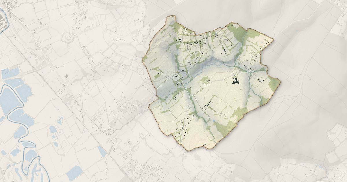 Portrait cartographique de Englesqueville-en-Auge : relief, eau, forêts, bâti et voies, calculés à partir des données de l'IGN