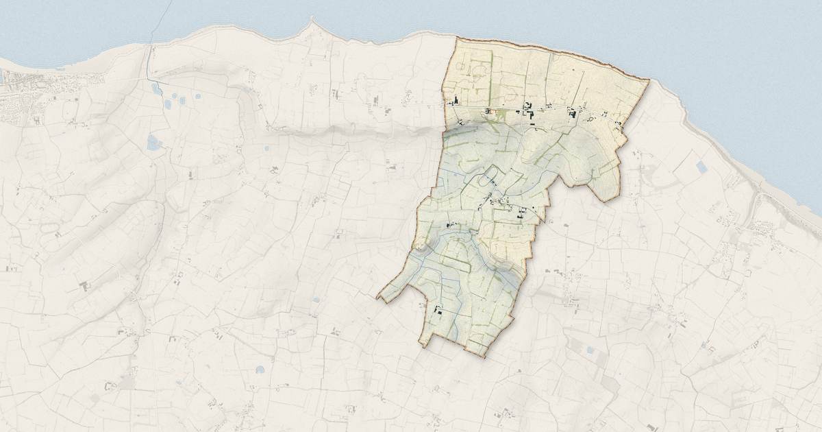 Portrait cartographique de Englesqueville-la-Percée : relief, eau, forêts, bâti et voies, calculés à partir des données de l'IGN