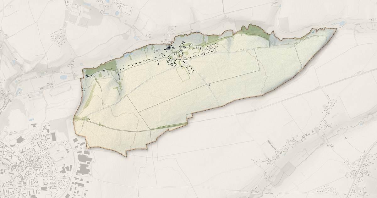 Portrait cartographique de Eraines : relief, eau, forêts, bâti et voies, calculés à partir des données de l'IGN