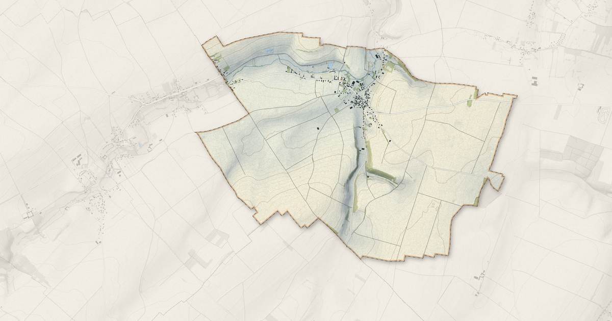 Portrait cartographique de Ernes : relief, eau, forêts, bâti et voies, calculés à partir des données de l'IGN