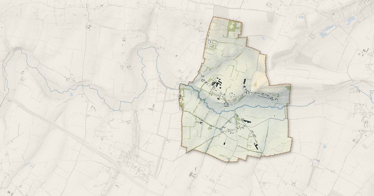 Portrait cartographique de Étréham : relief, eau, forêts, bâti et voies, calculés à partir des données de l'IGN