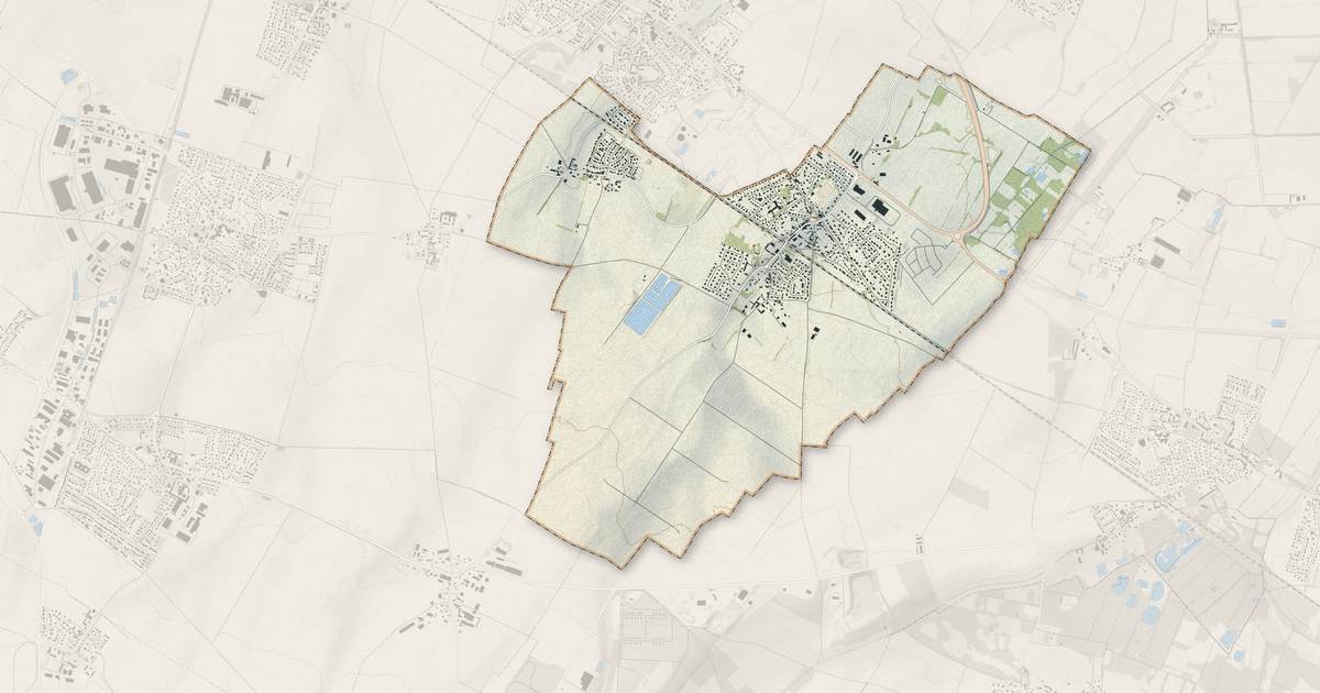 Portrait cartographique de Frénouville : relief, eau, forêts, bâti et voies, calculés à partir des données de l'IGN