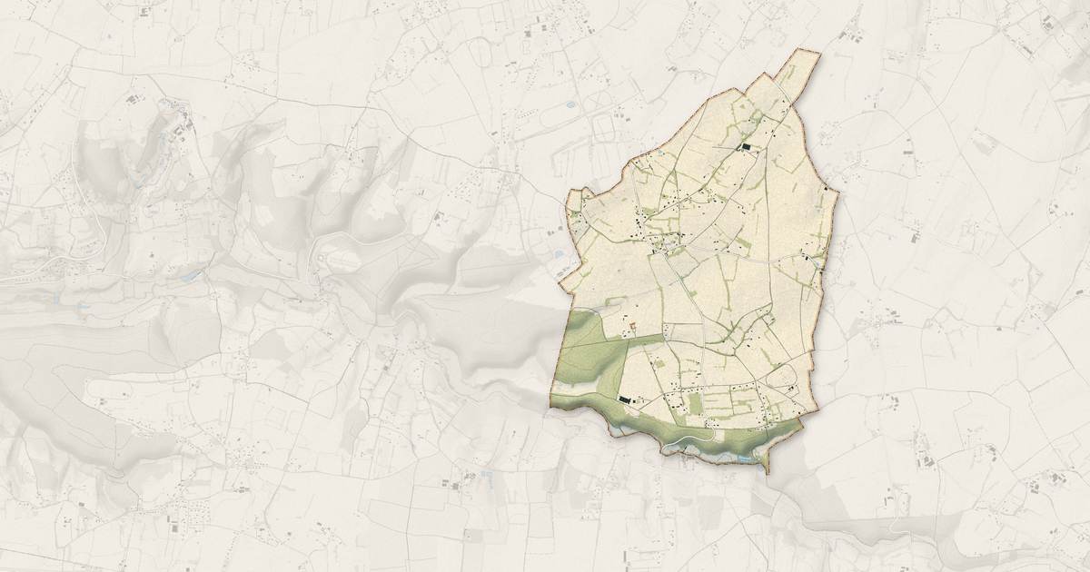 Portrait cartographique de Fumichon : relief, eau, forêts, bâti et voies, calculés à partir des données de l'IGN