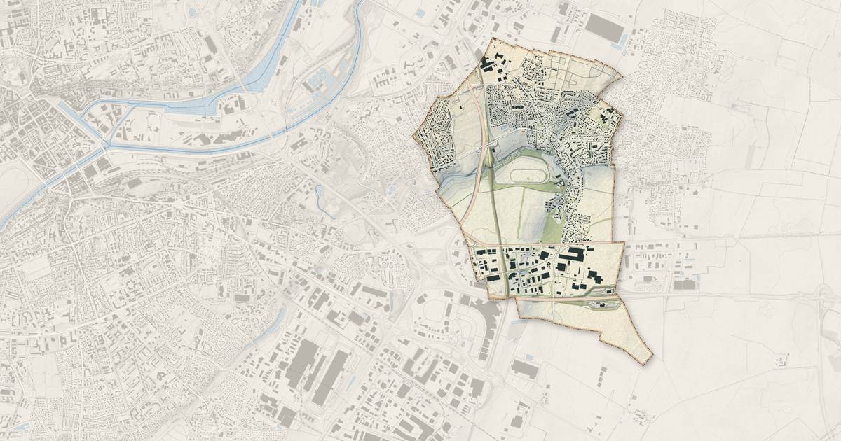 Portrait cartographique de Giberville : relief, eau, forêts, bâti et voies, calculés à partir des données de l'IGN