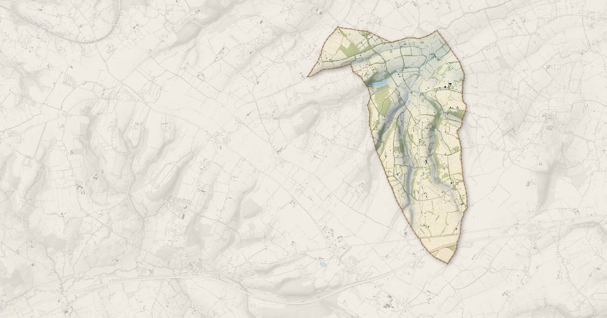 Portrait cartographique de Glanville : relief, eau, forêts, bâti et voies, calculés à partir des données de l'IGN