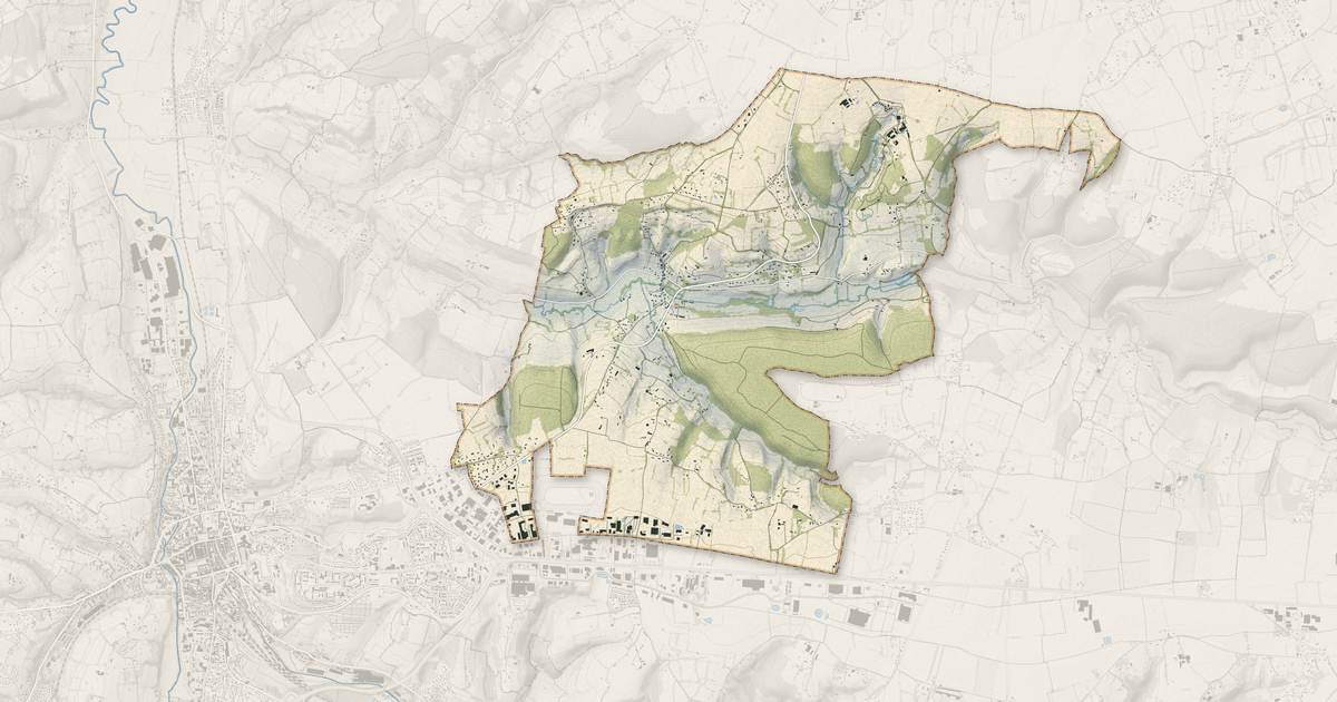 Portrait cartographique de Hermival-les-Vaux : relief, eau, forêts, bâti et voies, calculés à partir des données de l'IGN