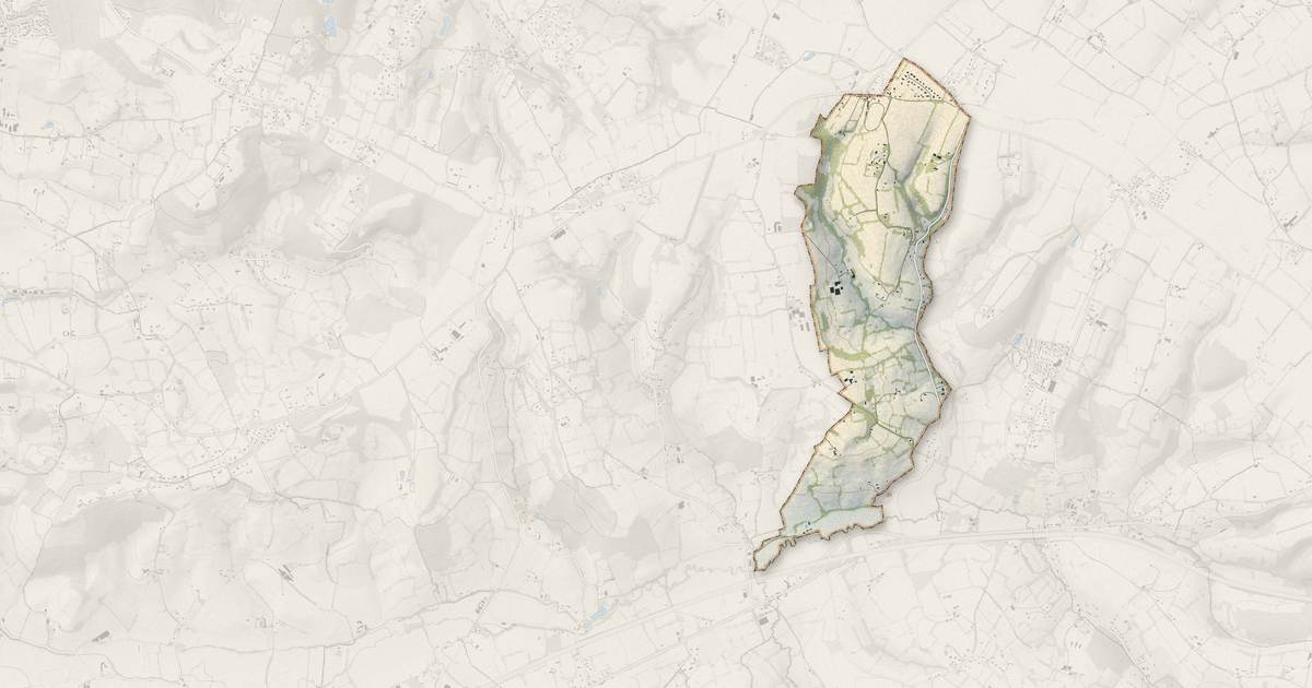 Portrait cartographique de Heuland : relief, eau, forêts, bâti et voies, calculés à partir des données de l'IGN