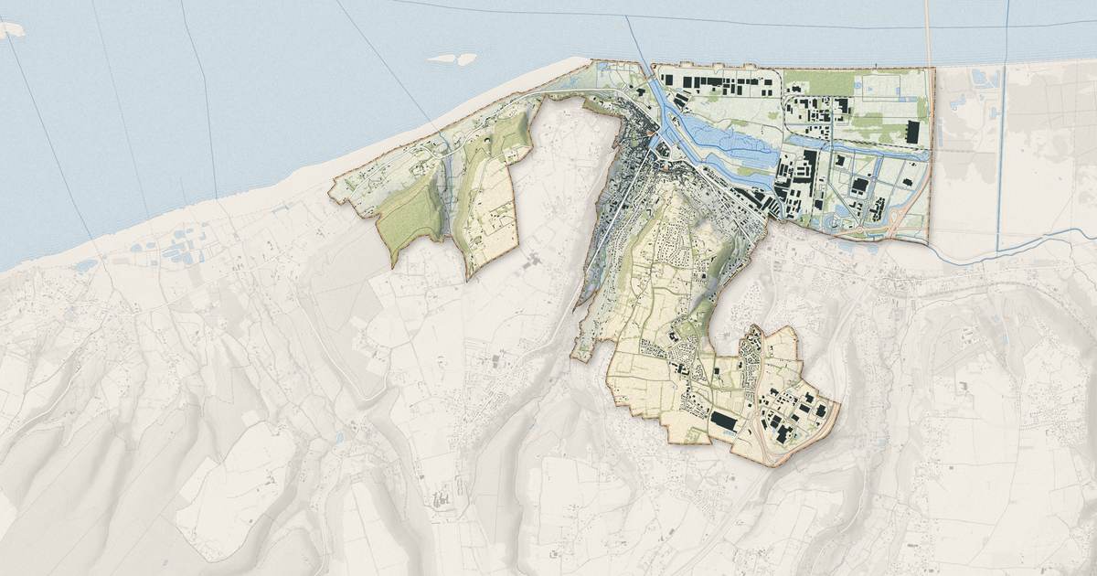 Portrait cartographique de Honfleur : relief, eau, forêts, bâti et voies, calculés à partir des données de l'IGN