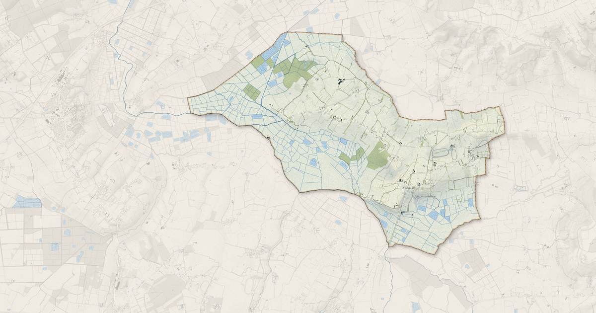 Portrait cartographique de Hotot-en-Auge : relief, eau, forêts, bâti et voies, calculés à partir des données de l'IGN