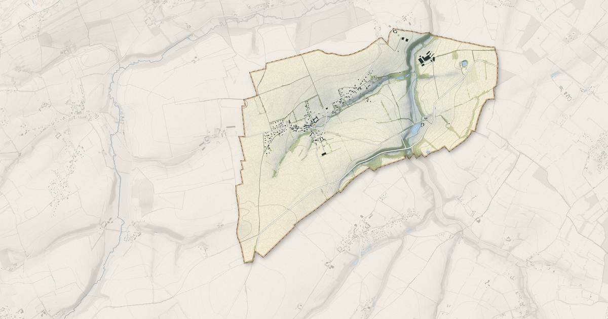 Portrait cartographique de Landes-sur-Ajon : relief, eau, forêts, bâti et voies, calculés à partir des données de l'IGN