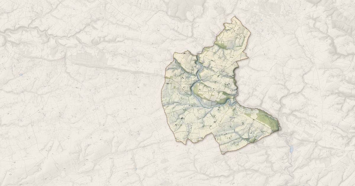 Portrait cartographique de Terres de Druance : relief, eau, forêts, bâti et voies, calculés à partir des données de l'IGN