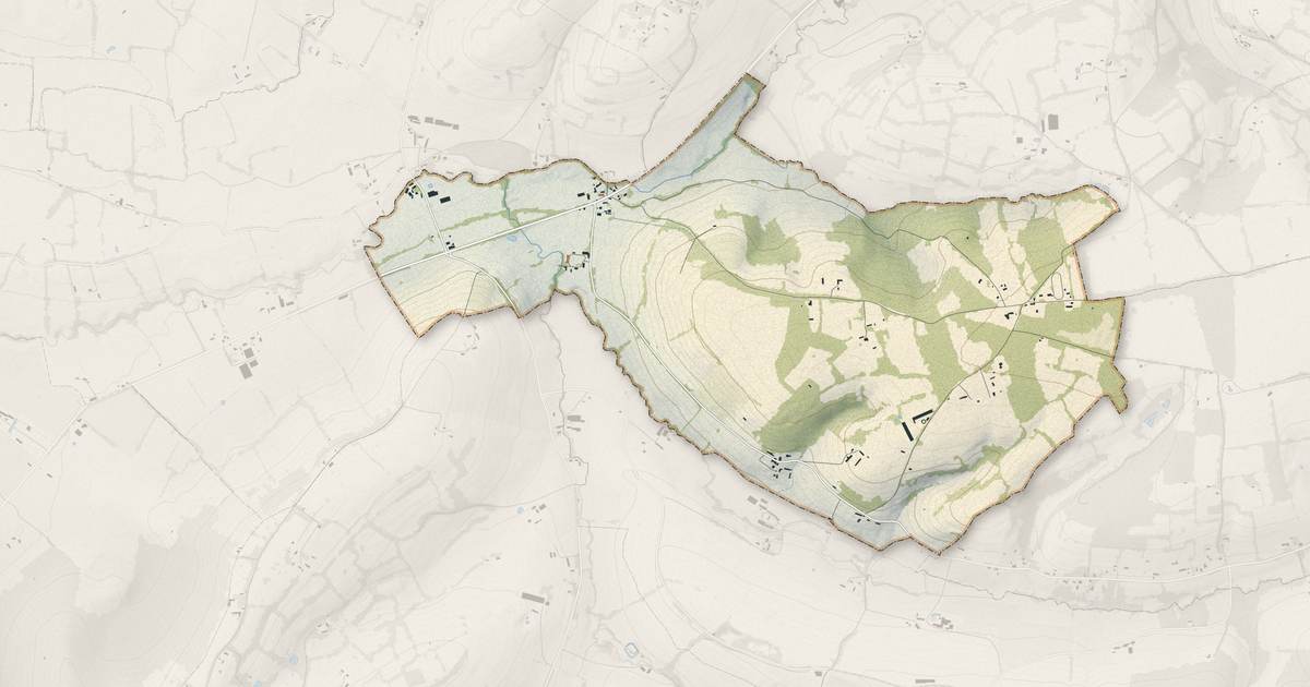 Portrait cartographique de Léaupartie : relief, eau, forêts, bâti et voies, calculés à partir des données de l'IGN