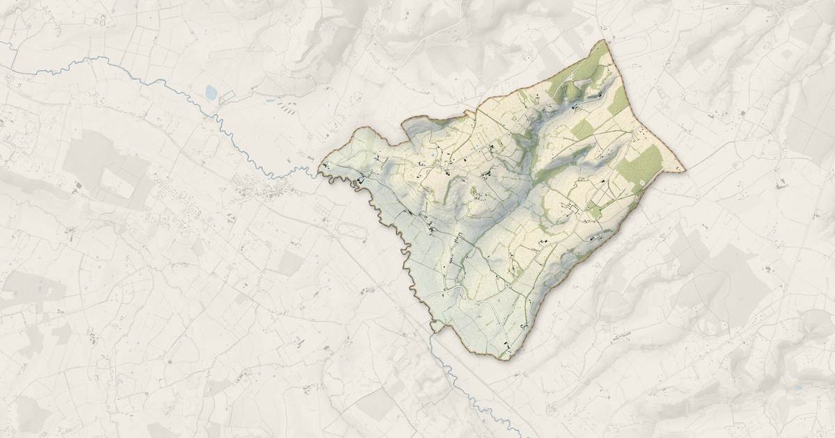 Portrait cartographique de Lessard-et-le-Chêne : relief, eau, forêts, bâti et voies, calculés à partir des données de l'IGN