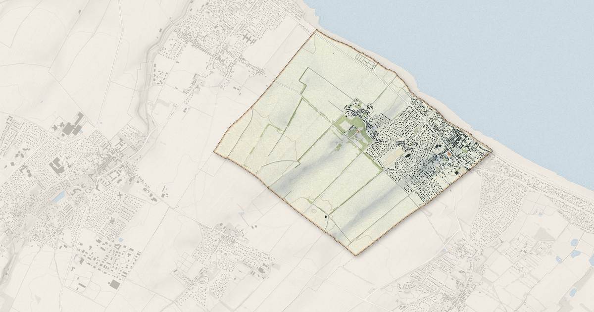 Portrait cartographique de Lion-sur-Mer : relief, eau, forêts, bâti et voies, calculés à partir des données de l'IGN
