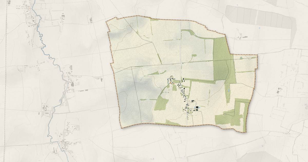 Portrait cartographique de Louvagny : relief, eau, forêts, bâti et voies, calculés à partir des données de l'IGN