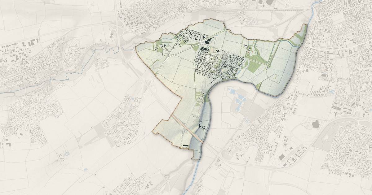 Portrait cartographique de Louvigny : relief, eau, forêts, bâti et voies, calculés à partir des données de l'IGN