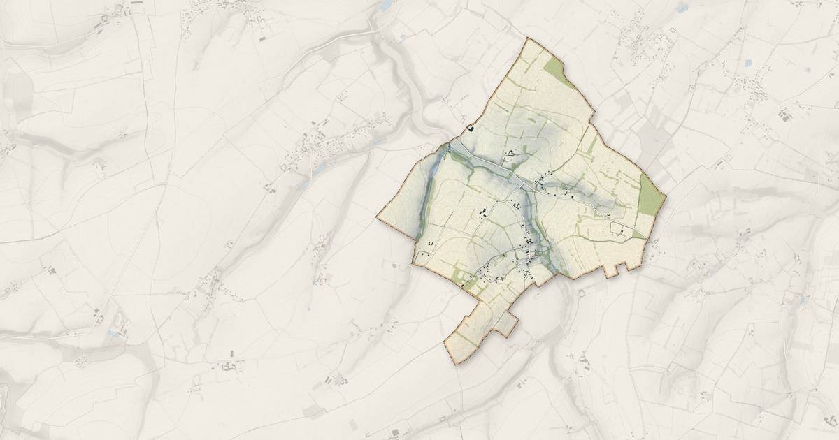 Portrait cartographique de Maisoncelles-sur-Ajon : relief, eau, forêts, bâti et voies, calculés à partir des données de l'IGN