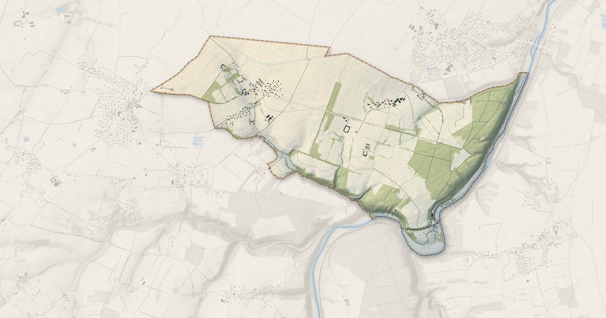Portrait cartographique de Maizet : relief, eau, forêts, bâti et voies, calculés à partir des données de l'IGN