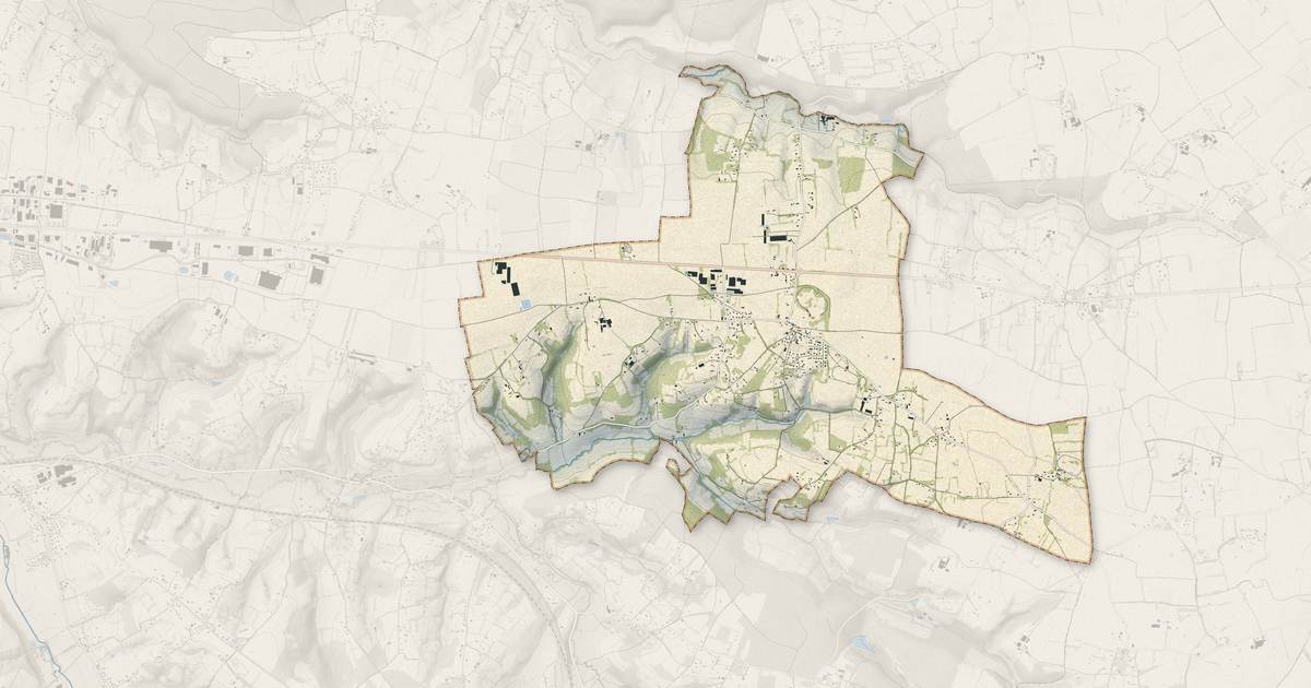 Portrait cartographique de Marolles : relief, eau, forêts, bâti et voies, calculés à partir des données de l'IGN