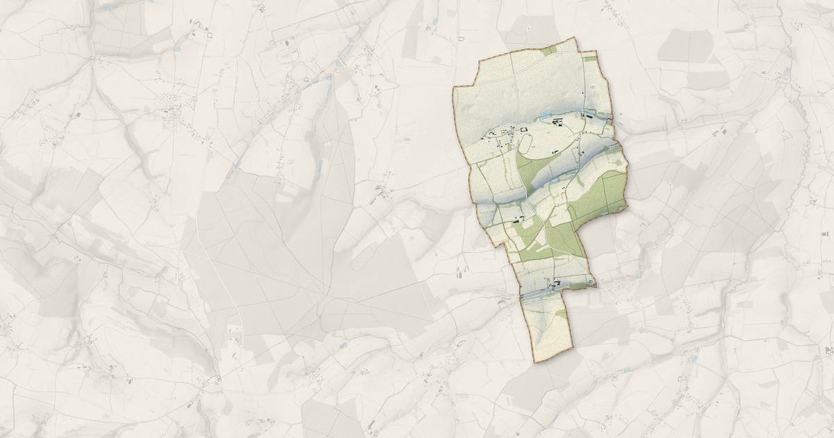 Portrait cartographique de Martainville : relief, eau, forêts, bâti et voies, calculés à partir des données de l'IGN
