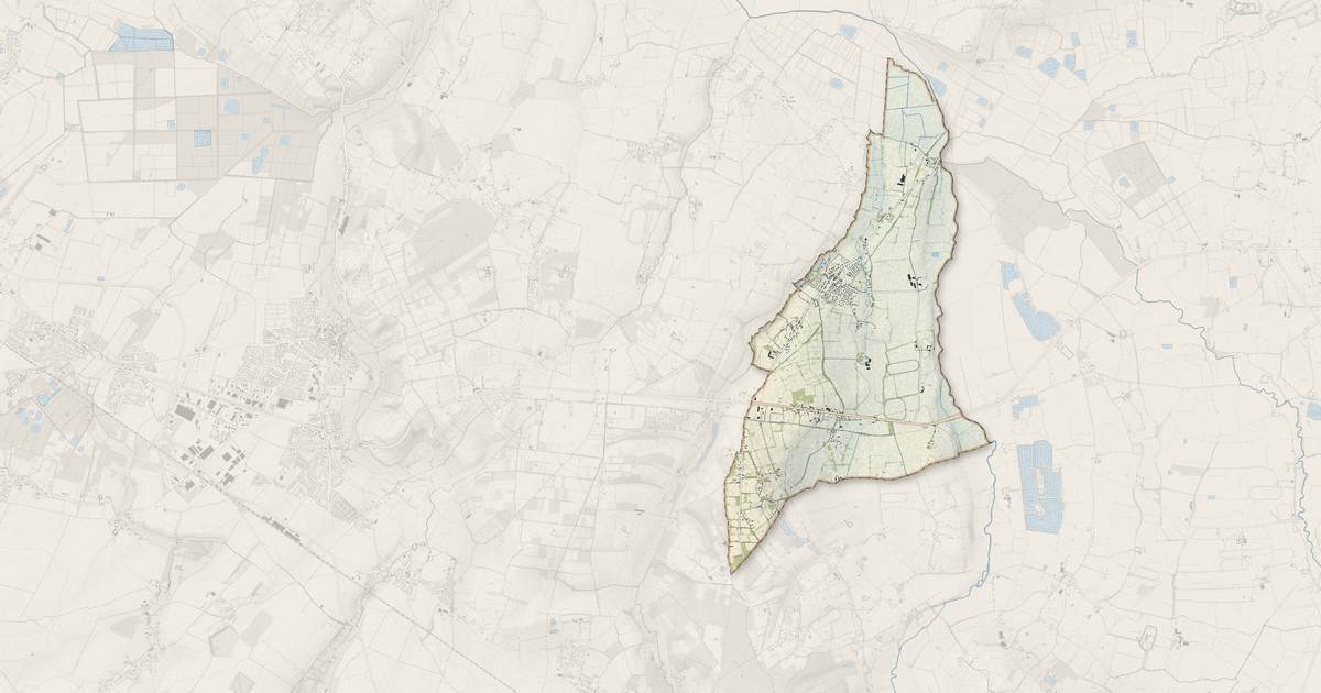Portrait cartographique de Méry-Bissières-en-Auge : relief, eau, forêts, bâti et voies, calculés à partir des données de l'IGN