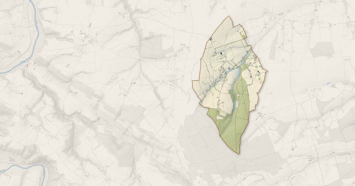 Portrait cartographique de Meslay : relief, eau, forêts, bâti et voies, calculés à partir des données de l'IGN