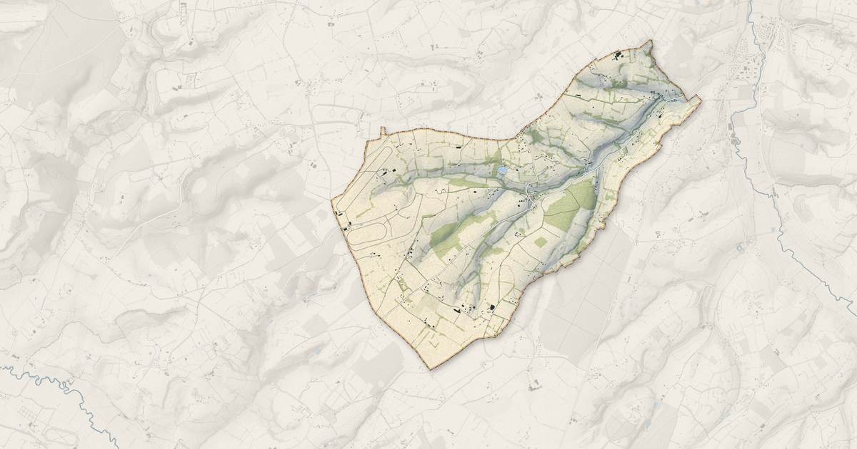 Portrait cartographique de Le Mesnil-Eudes : relief, eau, forêts, bâti et voies, calculés à partir des données de l'IGN