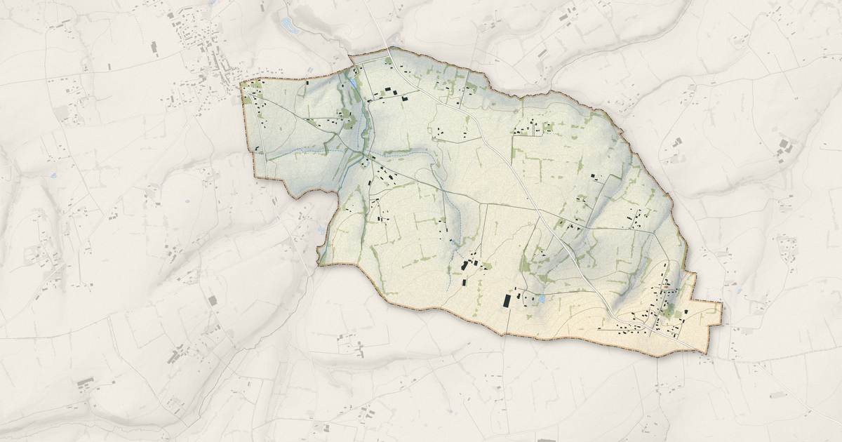 Portrait cartographique de Le Mesnil-Robert : relief, eau, forêts, bâti et voies, calculés à partir des données de l'IGN