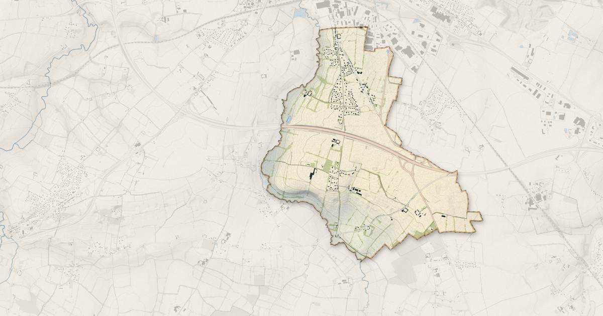 Portrait cartographique de Monceaux-en-Bessin : relief, eau, forêts, bâti et voies, calculés à partir des données de l'IGN