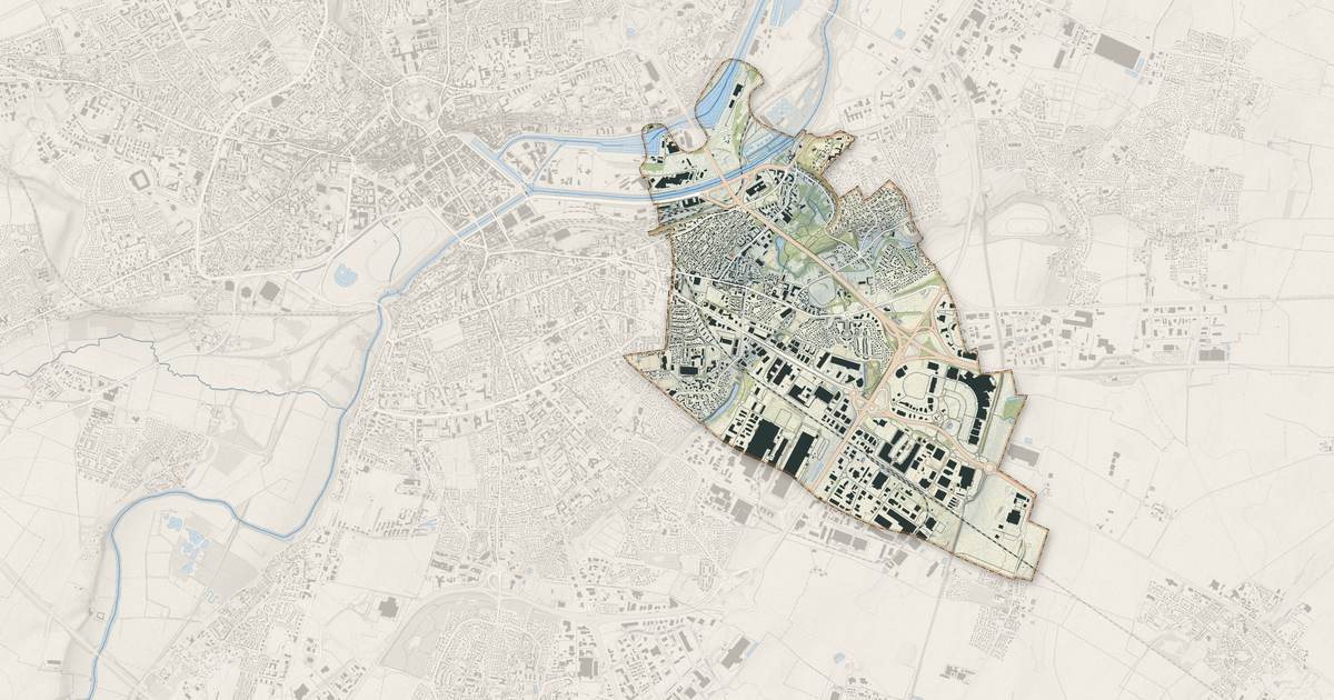 Portrait cartographique de Mondeville : relief, eau, forêts, bâti et voies, calculés à partir des données de l'IGN
