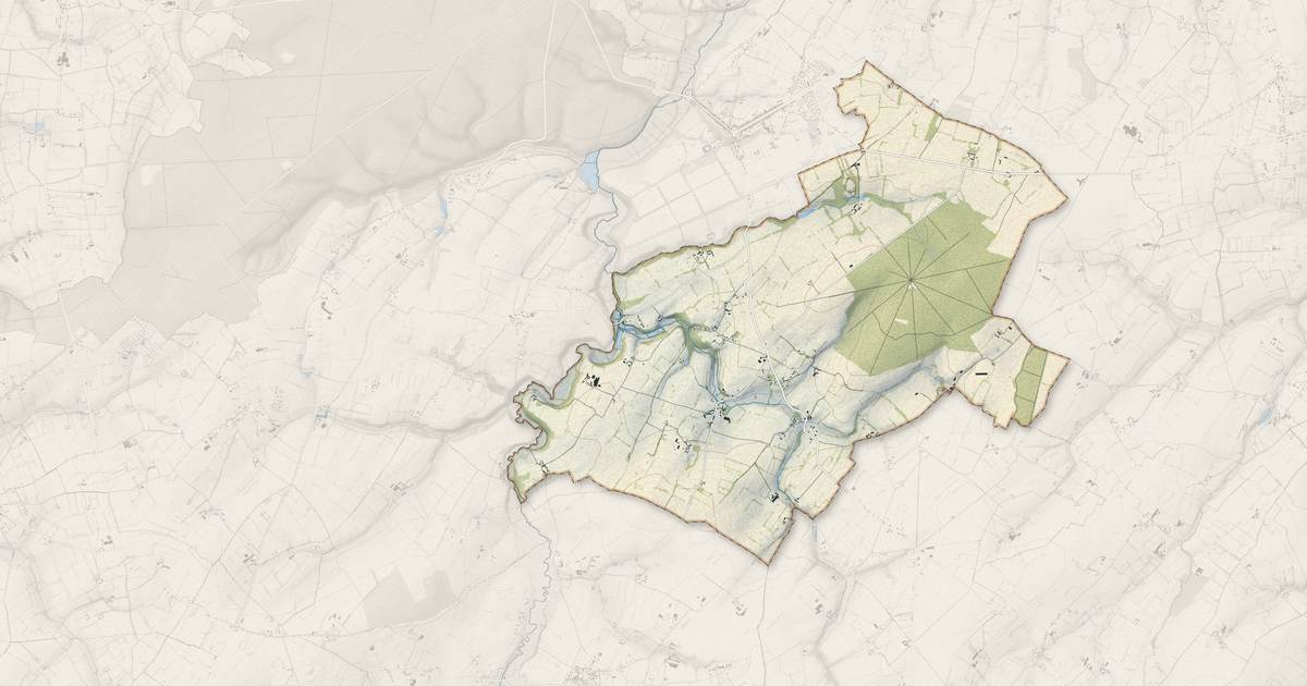 Portrait cartographique de Planquery : relief, eau, forêts, bâti et voies, calculés à partir des données de l'IGN